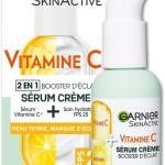 GARNIER Skin Active - Sérum Crème Booster D'Éclat 2-En-1 - Hydratation 72h & Éclat - FPS 25 - Vitamine C & Agrumes - Vegan & Cruelty Free - Peaux Ternes En Manque D'Éclat - 50 ml