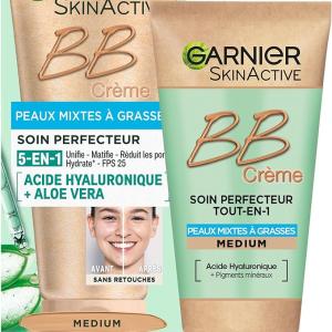 GARNIER Skin Active - BB Crème - Soin Perfecteur Tout-En-1 - Unifie, Matifie & Hydrate - FPS 25
